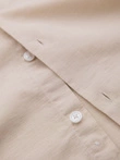 Men's linen shirt with collar and pocket REGULAR FIT - cream V3 OM-SHCS-0161
