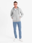 Men's softly structured hooded sweatshirt - grey V4 OM-SSZP-0191