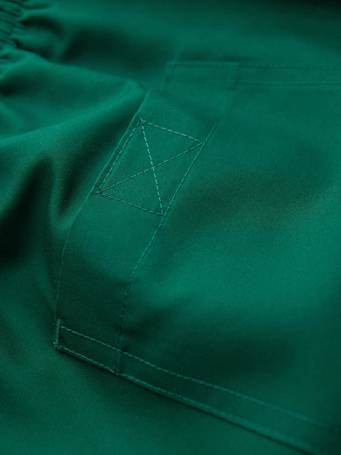 Pánské dvoubarevné žebrované plavecké šortky - tmavě zelené V3 OM-SRBS-0141