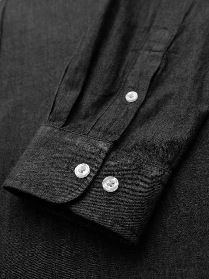 Pánská džínová košile s vyšívanou kapsou - černá V2 OM-SHDS-0181