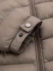 Men's quilted jacket with two fasteners - dark beige V4 OM-JALP-0231