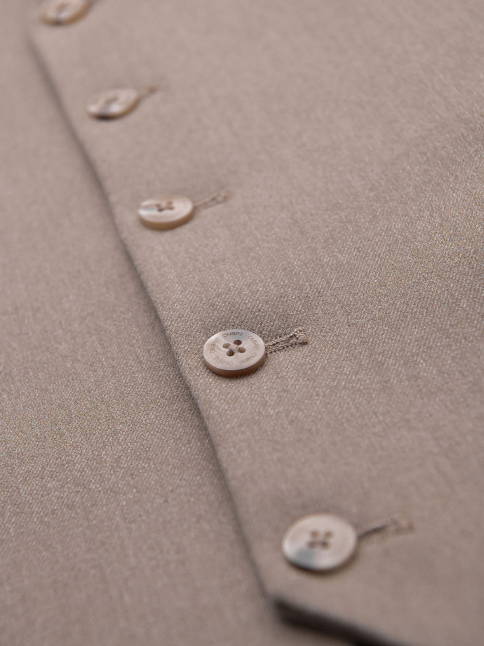 Men's suit vest with classic detailing and lining - beige V1 OM-BLZV-0142