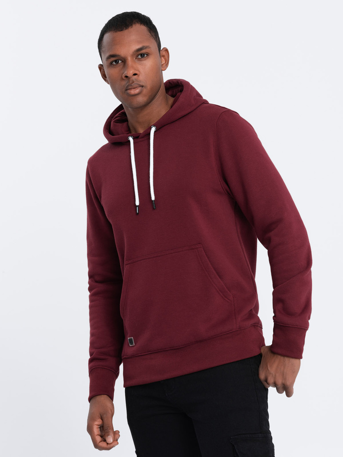 Men's non-stretch hoodie - maroon V7 OM-SSBN-0120