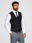 Men's suit vest with classic detailing and lining - black V4 OM-BLZV-0142