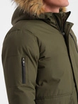 Alaskan men's winter jacket with detachable fur from the hood - dark olive green V3 OM-JALJ-0148