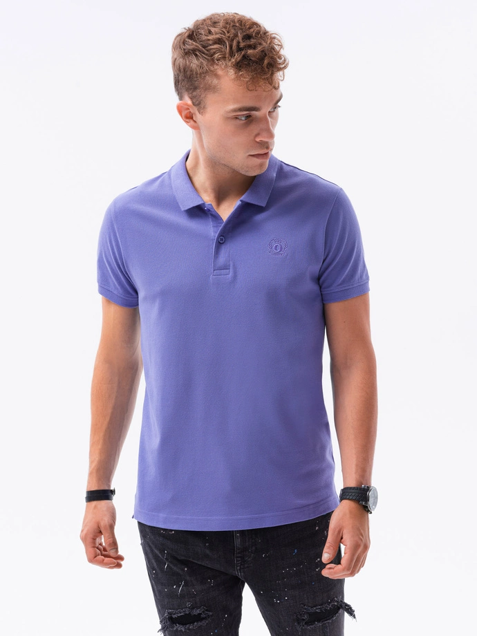 Tricou polo bărbătesc din tricot piqué - violet V12 S1374