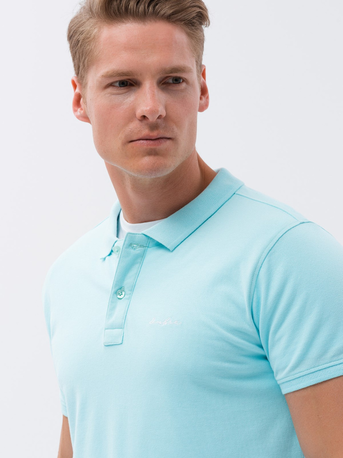 Pique knit polo shirt - blue V2 S1746