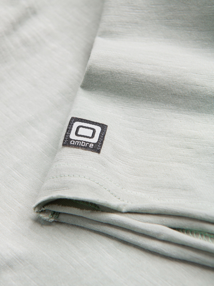 Men's T-shirt with raw finish - gray-green V2 OM-TSCT-22SS-004