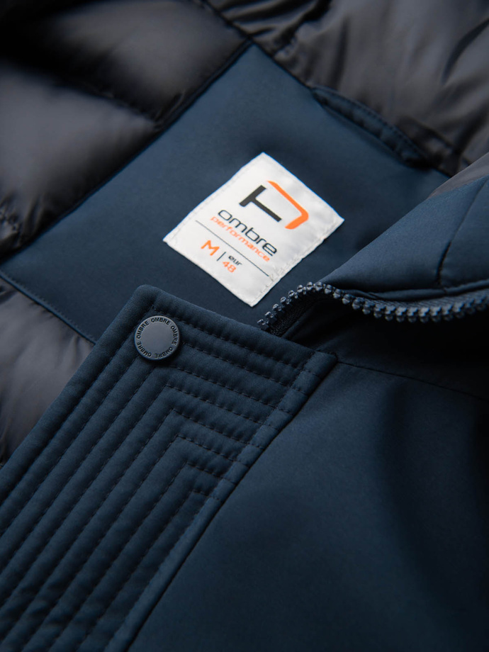 Jachetă lungă de sezon pentru bărbați, stil exterior - albastru marin V2 OM-JALJ-0202