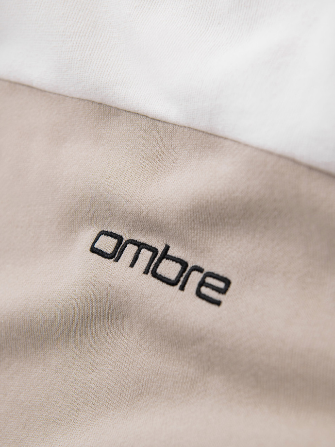 Men's cotton hoodie with contrasting elements - white V1 OM-SSNZ-0225