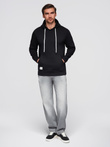 Men's BASIC kangaroo sweatshirt with hood - black V5 B1674