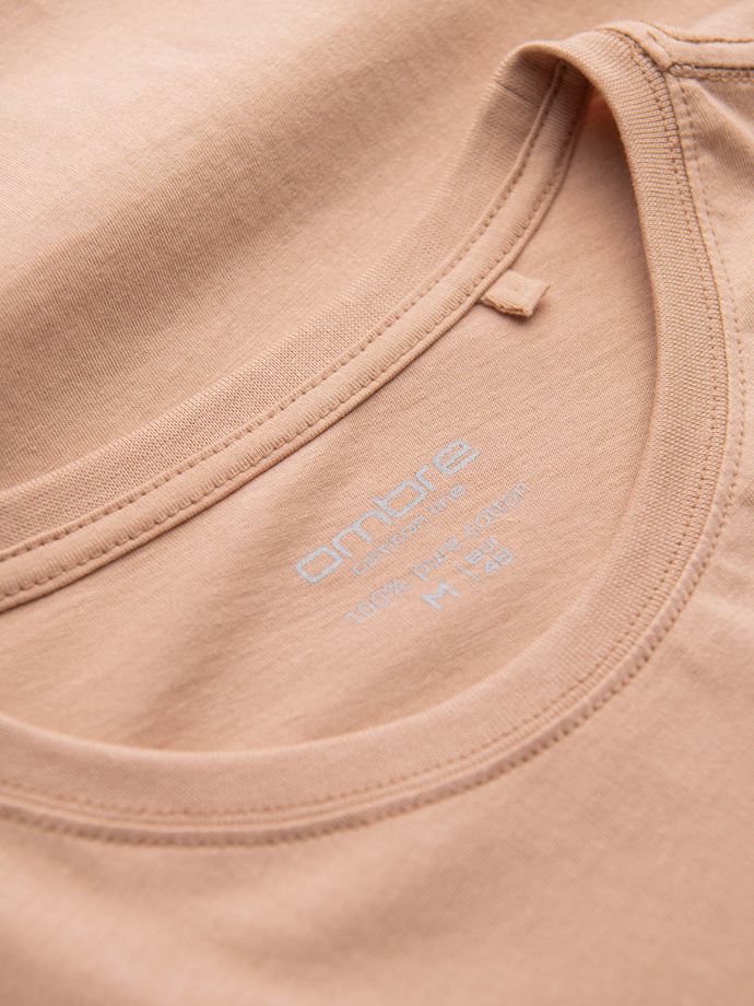 Tricou clasic din bumbac pentru bărbați BASIC - culoare carne V9 OM-TSBS-0146