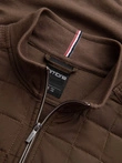 Lightweight unzipped men's jacket with quilted front - brown V3 OM-JANP-0193