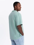 Men's LOOSE FIT cotton t-shirt with round neckline - mint V6 OM-TSBC-0234