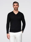 Elegant men's sweater with a v-neck - black V1 OM-SWBS-0107