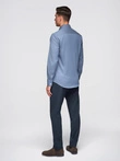 Vyriški SLIM FIT marškiniai iš dekoratyvinio audinio - mėlyni V1 OM-SHCS-0175
