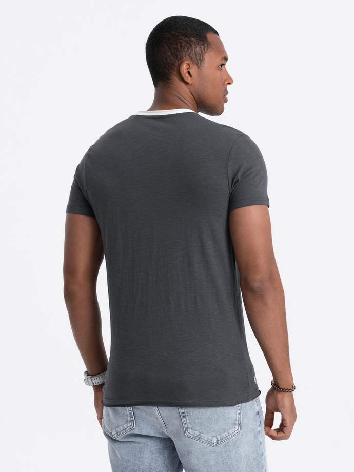 Men's t-shirt with raw finish - dark grey V7 OM-TSCT-22SS-004