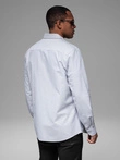 Cămașă oxford elegantă pentru bărbați cu broderie și buzunar - albastru V1 OM-SHOS-0173