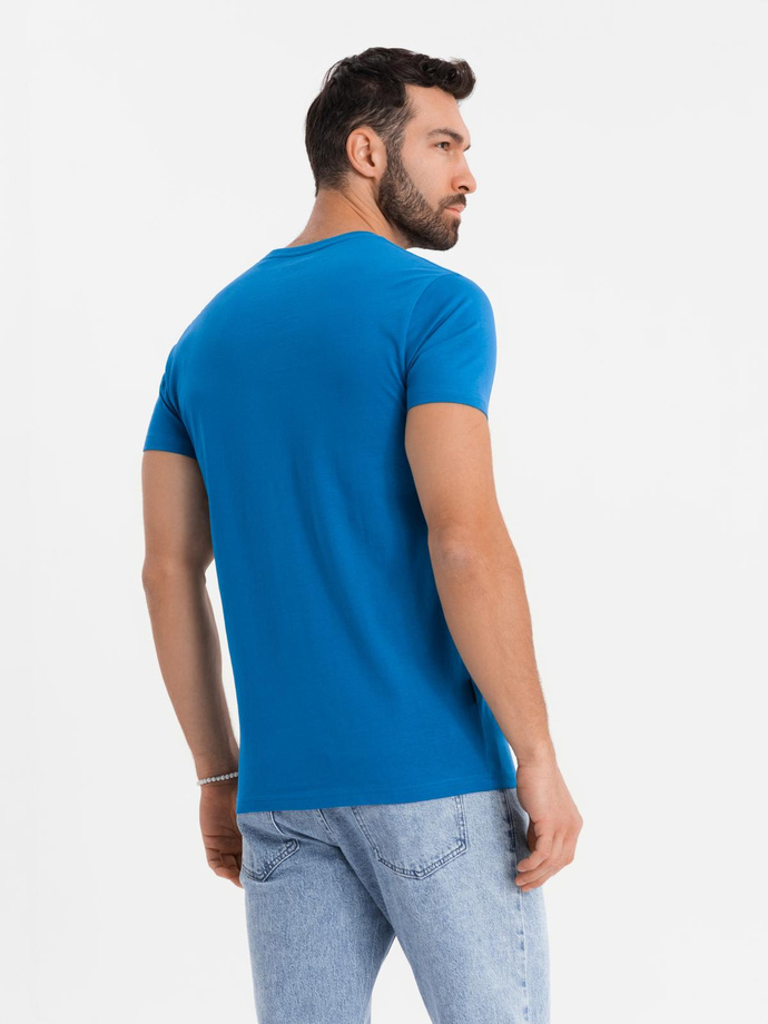 Tricou clasic BASIC din bumbac pentru bărbați - violet V13 OM-TSBS-0146