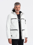 Men's winter quilted jacket - white C450