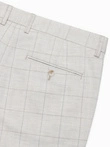 Pantaloni bărbătești cu croială clasică în carouri fine - bej V1 OM-PACP-0187