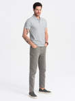 Men's BASIC single color pique knit polo shirt - grey V20 OM-POBS-0100
