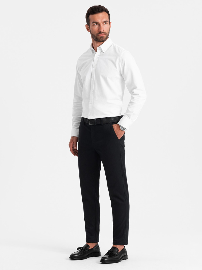 Pánské chino kalhoty SLIM FIT s jemnou strukturou - černé V5 OM-PACP-0190