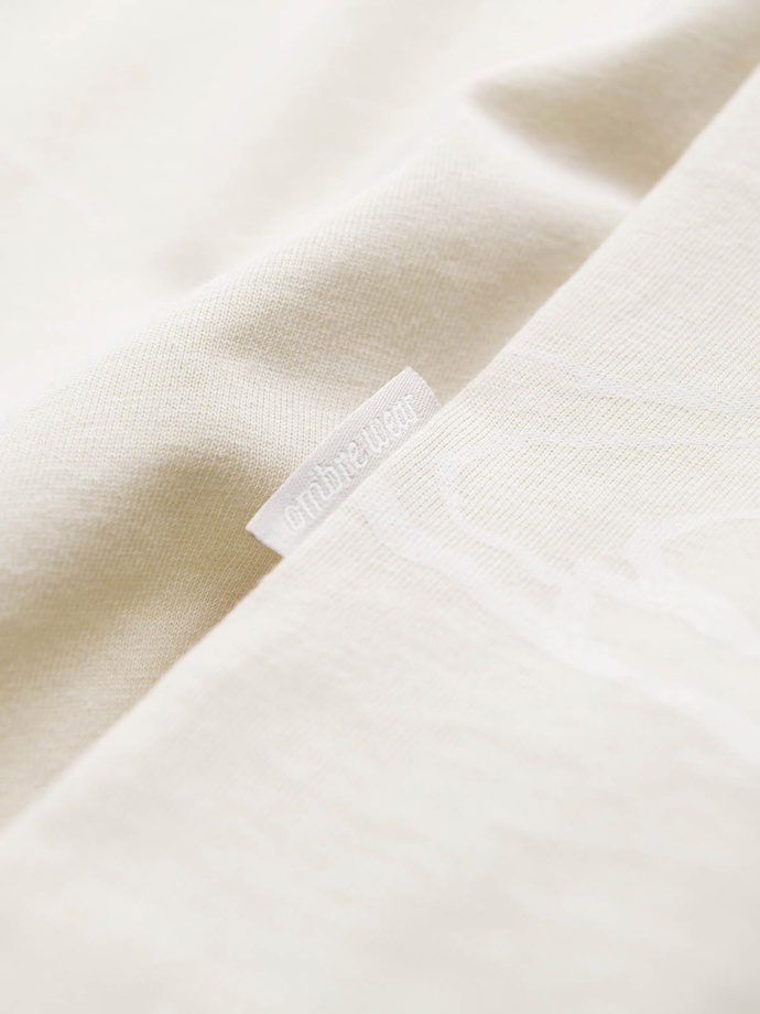 Tricou bărbătesc din bumbac cu modele - crem V7 OM-TSFP-0184