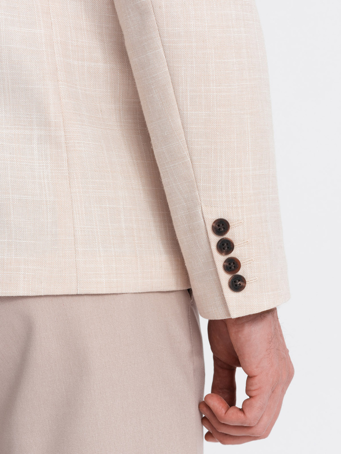Blazer bărbătesc cu croială REGULAR cu in - crem V1 OM-BLZB-0128