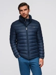 Men's quilted jacket with two fasteners - navy blue V1 OM-JALP-0231