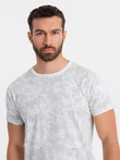 Tricou cu mânecă scurtă din bumbac cu model pentru bărbați - alb V1 OM-TSFP-0223