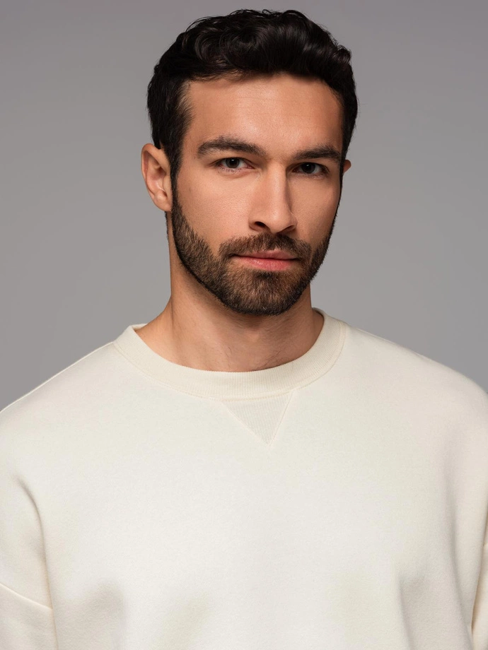 Classic unisex sweatshirt with round neckline - cream V2 OU-SNBC-0104