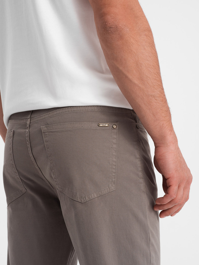 Men's tailored chino pants - dark beige V5 OM-PACP-0151