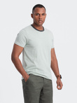 Men's T-shirt with raw finish - gray-green V2 OM-TSCT-22SS-004