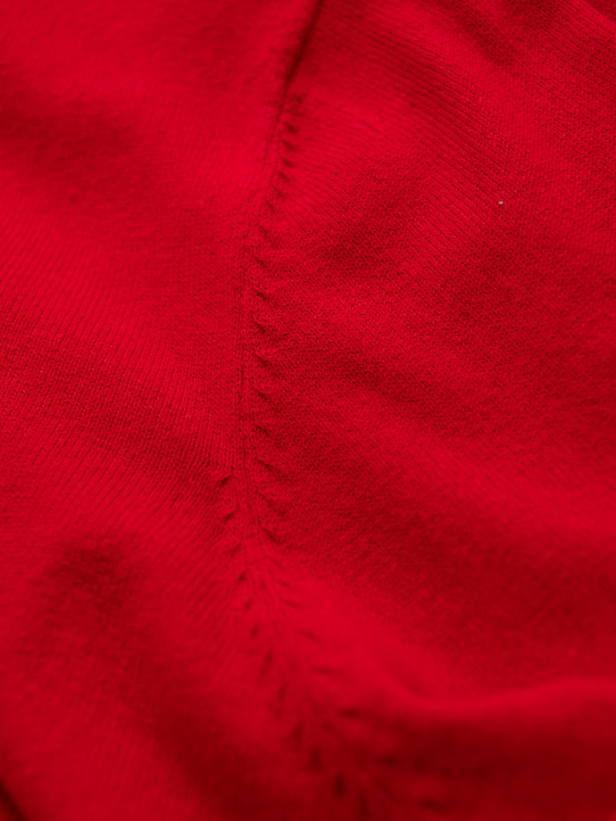 Pánský svetr s výstřihem do V a košilovým límcem - červený V4 OM-SWSW-0102