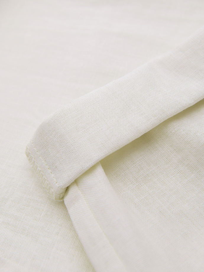 Men's linen blend roll-up chino pants - cream V2 OM-PACP-0198