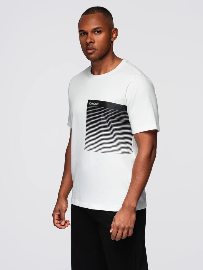 Men's cotton t-shirt with graphic print - white V1 OM-TSPT-0246
