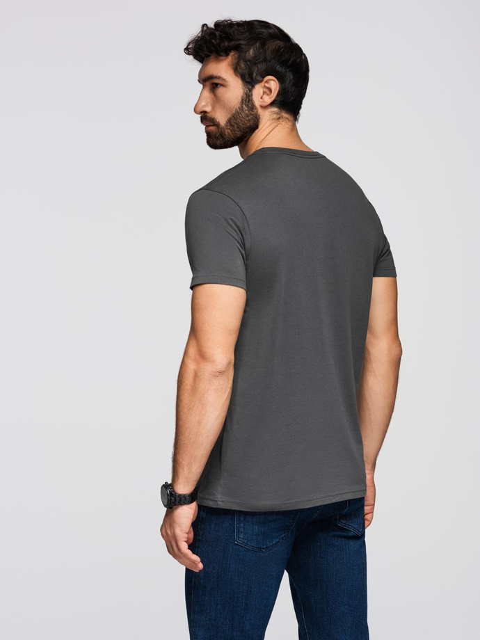 Tricou clasic BASIC din bumbac pentru bărbați - violet V13 OM-TSBS-0146