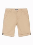 Pánské klasické chino šortky s ohrnutou nohavicí - béžové V11 OM-SRCS-0197