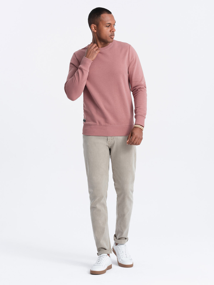 Men's BASIC cotton non-stretch sweatshirt - dark pink V4 OM-SSBN-0159