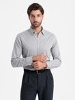 Vyriški SLIM FIT marškiniai su kišenėmis - pilki V2 OM-SHCS-0174