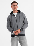 Men's softly structured hooded sweatshirt - black V1 OM-SSZP-0191