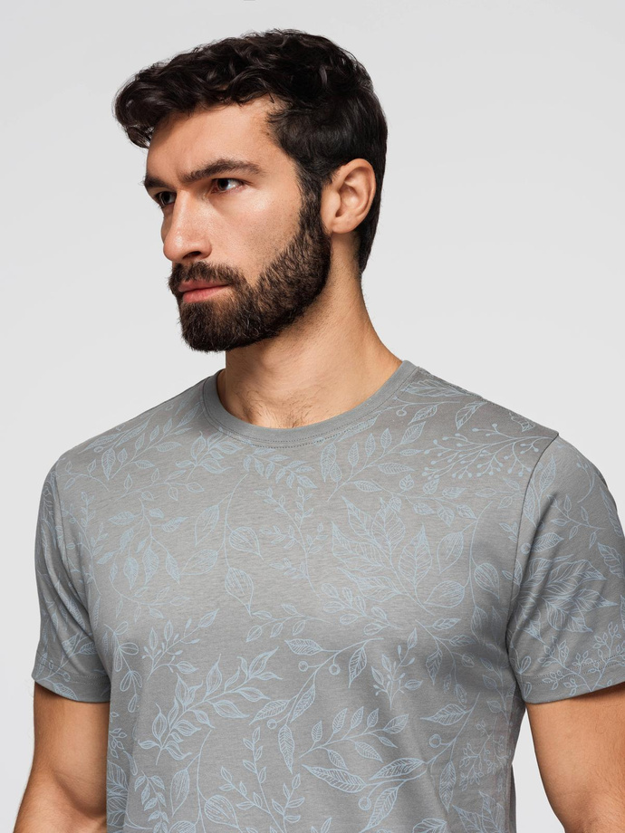 Men's cotton t-shirt with double printed logo - white V1 OM-TSPT-0211 