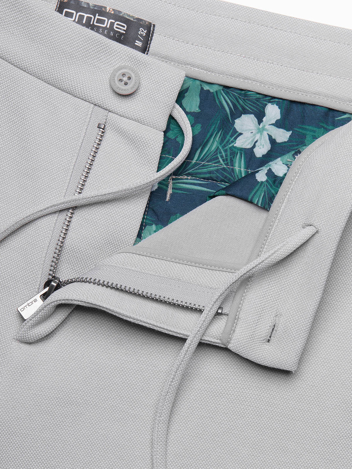 Pantaloni scurți bărbătești din tricot melange bicolor - gri deschis V5 OM-SRCS-0127