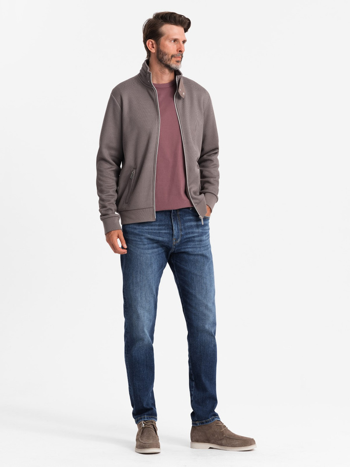 Jachetă pentru bărbați cu guler înalt și interior din fleece - Ash V2 OM-JANP-0154