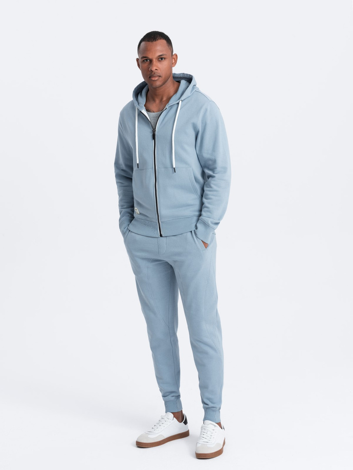 Men's sweatshirt set unbuttoned sweatshirt + jogger pants - blue V7 Z82