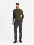 Men's knitted half turtleneck with viscose - dark olive V7 OM-SWTN-0100