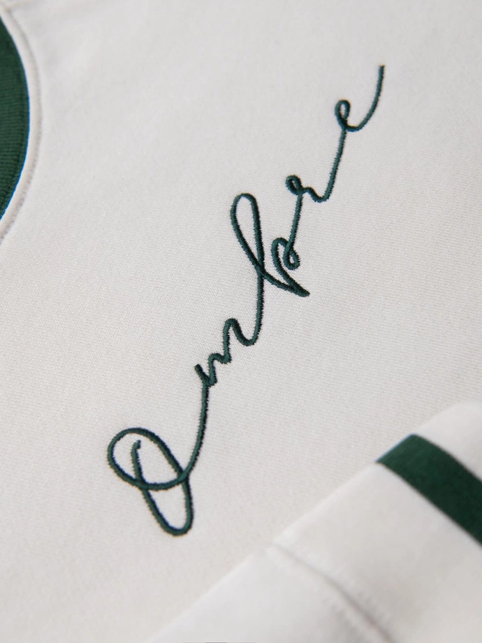 Men's sweatshirt with raglan sleeves and contrasting details - white V2 OM-SSNZ-0244