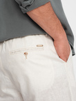 Pantaloni scurți din amestec de in pentru bărbați - crem V2 OM-SRCS-0131