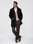 Men's double-breasted coat with decorative buttons - black V2 OM-COWC-0137